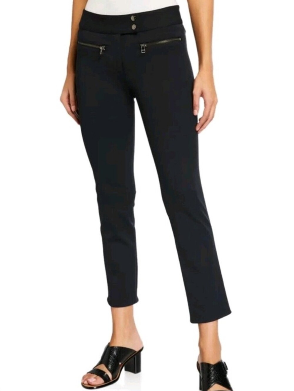 VERONICA BEARD 90s Minimalist Dark Academia Black Capri Pant Stretch Sz 6
